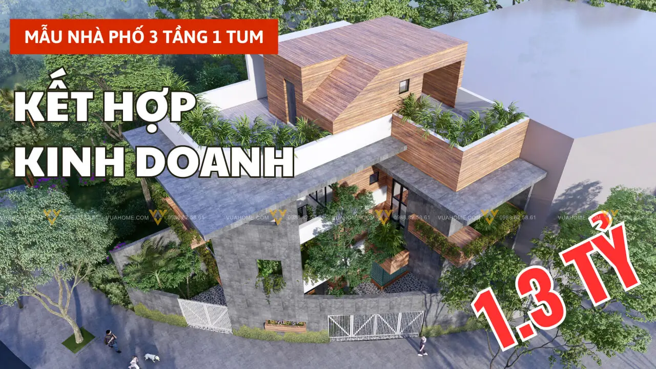 Mẫu thiết kế nhà 3 tầng 3 phòng ngủ 135m2 kết hợp kinh doanh