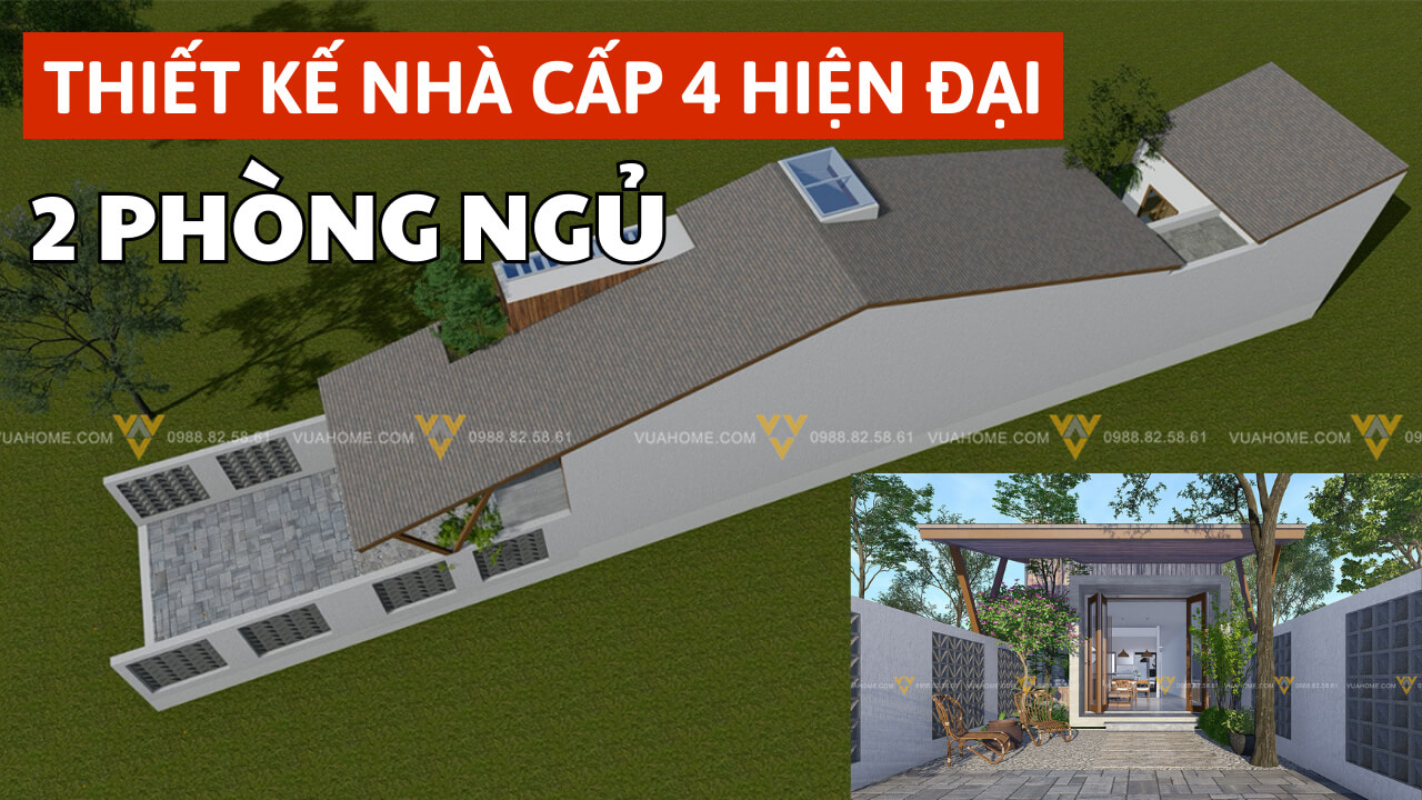 Mẫu thiết kế nhà cấp 4 hiện đại 2 phòng ngủ 550 triệu