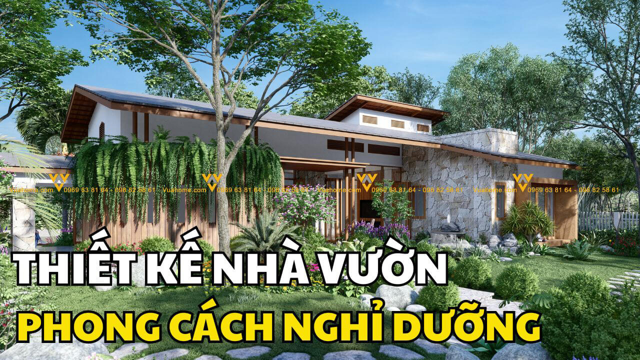 Mẫu thiết kế nhà vườn nghỉ dưỡng 1 tầng 3 phòng ngủ 200m2